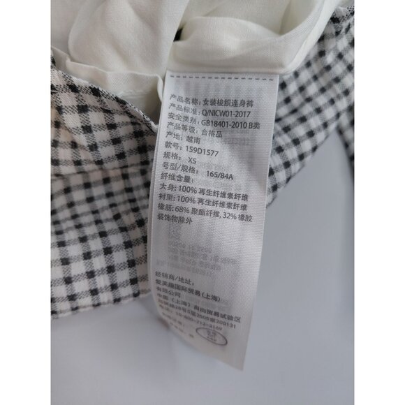 Abercrombie & Fitch Womens XS Gingham Romper Black & White Cotton Blend - Picture 4 of 12
